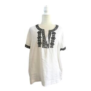 Talbots Women’s Embelished Bohemian Short Sleeve Tunic Size XL